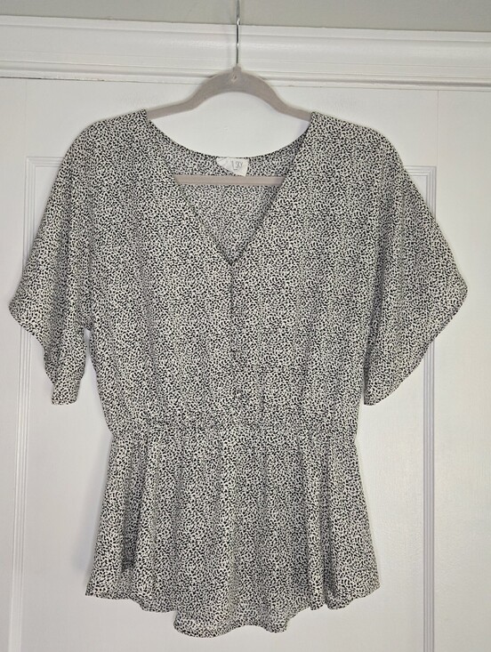 Sienna Sky Tops - Sienna Sky White and Black Short Sleeve Blouse Women's Medium